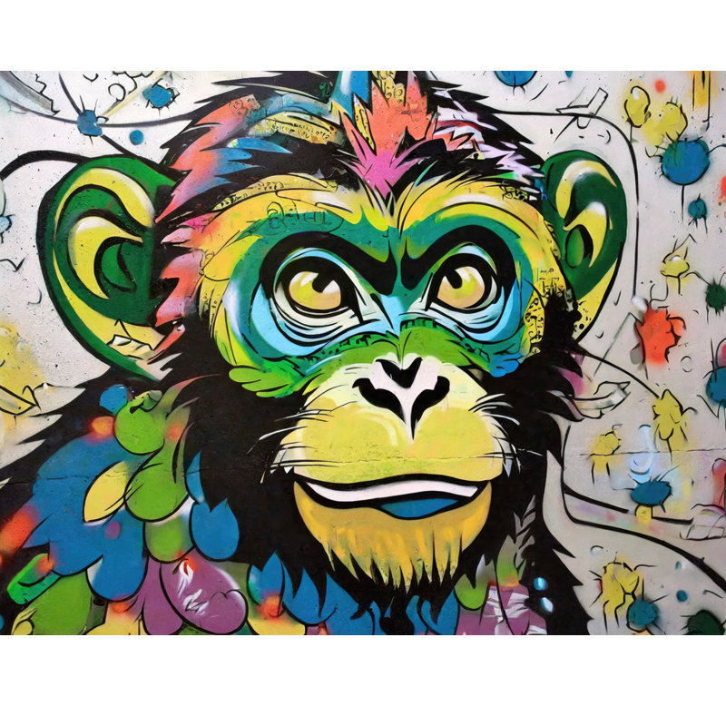 «Monkey Graffitianimals» sur toile, H 15 po x l 18 po