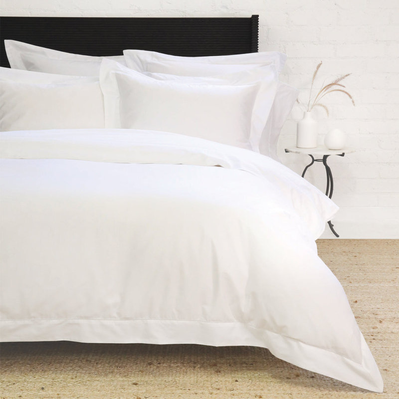White Cotton Sateen Queen Duvet Cover Set