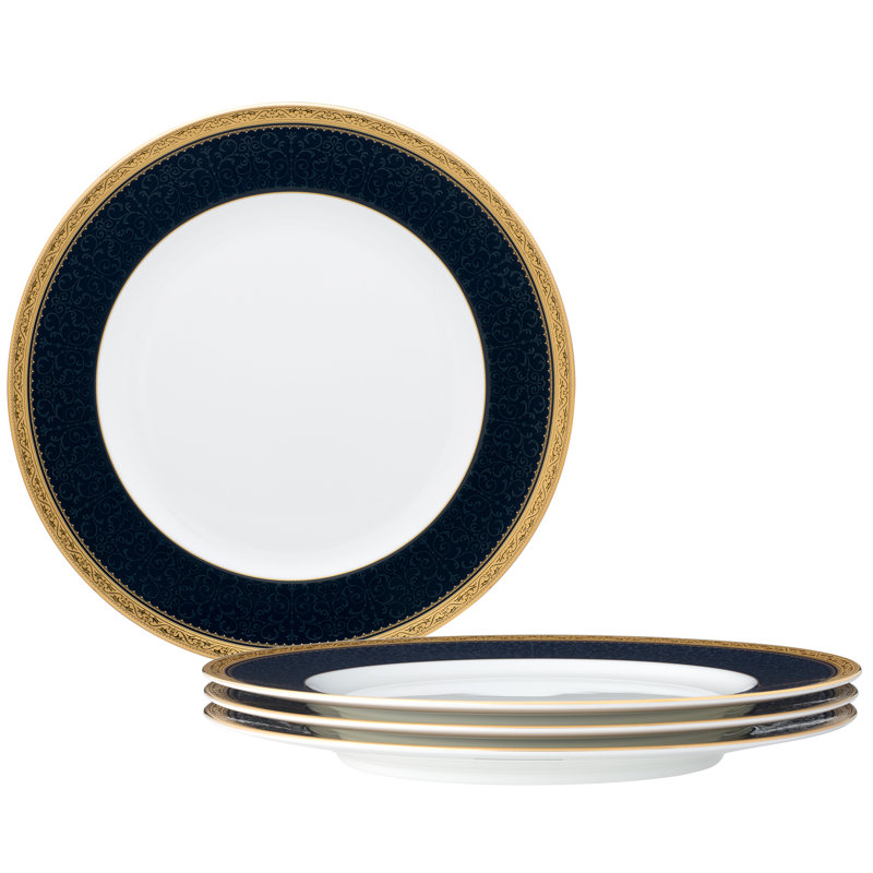 Noritake Odessa Cobalt Dinner Plates, 10-1/2", Gold