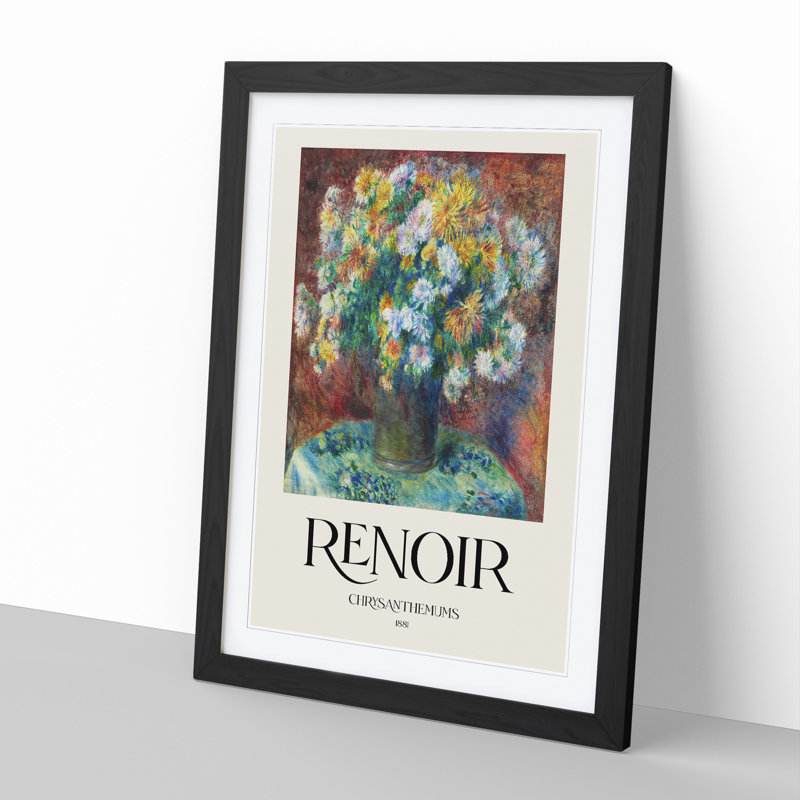 Chrysanthemums by Pierre-Auguste Renoir - Picture Frame Art Prints, Black, 48cm H x 36cm W x 2cm D