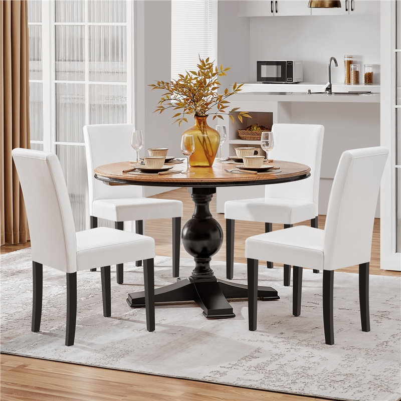 Espiye 18.7'' H Faux Leather Upholstered Parsons Chair, White