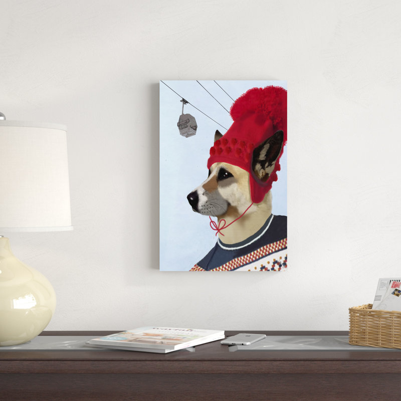 «Dog In Ski Sweater» par Fab Funky - impression sur toile tendue, H 18 po x l 12 po