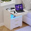 Bedside Table with 2 Drawers, Pushable Desktop Bedside Cabinet with LED Lights & UK Charging Station 2AC/2USB, Wooden Side Table for Bedroom Living Room Sofa Side, Nightstand Home Office UK Plug-1485496408