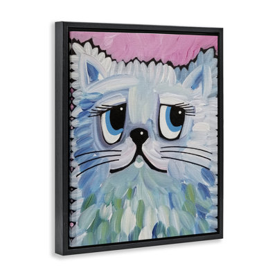 «Blue Kitten Gazing», art mural encadré flottant par Nettie Price
