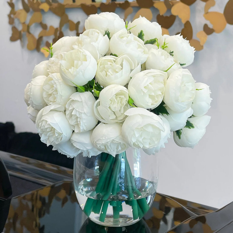 Centres de table pivoines, Blanc