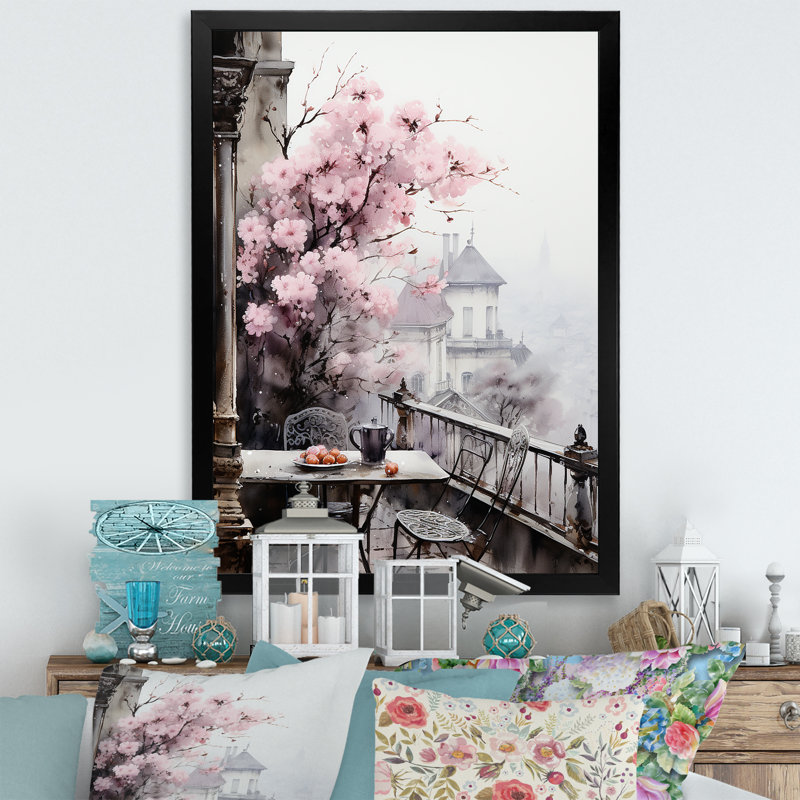 «Pink Paris Montmartre Mist», reproduction sur toile, Cadre photo noir, H 20 po x l 12 po x P 1 po