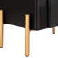 Table de chevet cannelée noire avec poignées dorées, 2 tiroirs, surface facile à nettoyer, parfaite pour la décoration intérieure dans des glissières de tiroir de haute qualité à petits boutons et un espace multifonctionnel-1008065436