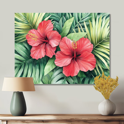 Toile fleur tropicale, art mural hibiscus, Prou
