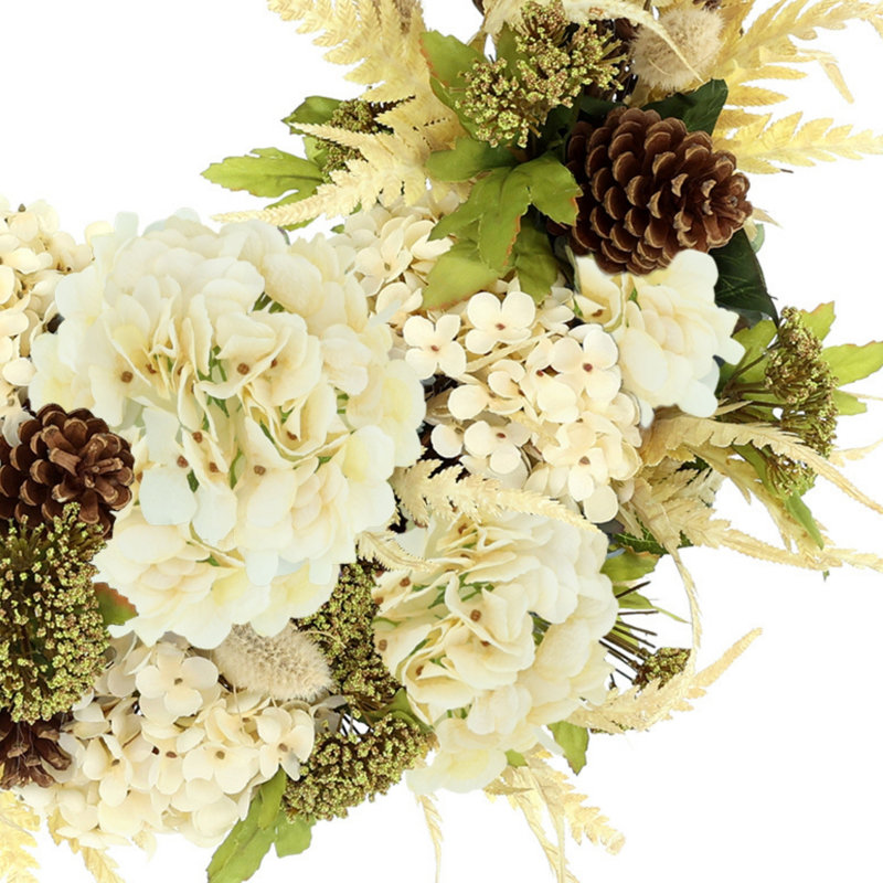 23" Queen Anne's Lace and Fern Wreath, Cream