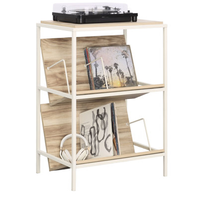 Rangement polyvalent avec tablettes inclinées à finition bois pour chaussures, décoration de livres dans le salon et le bureau