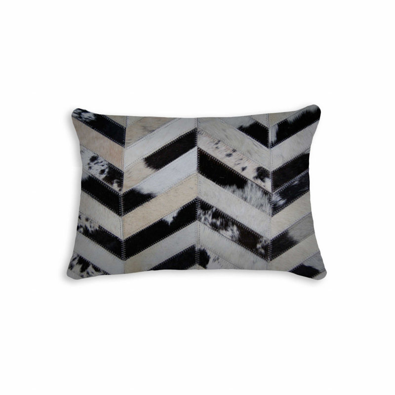 12" x 20" Chevron Cowhide Throw Pillow, Tricolor Chevron