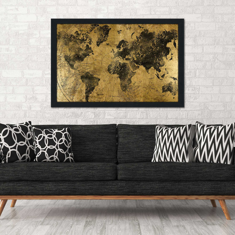 Golden Atlas par - impression, H 27,5 po x l 39,5 po x P 0,75 po, Cadre espresso