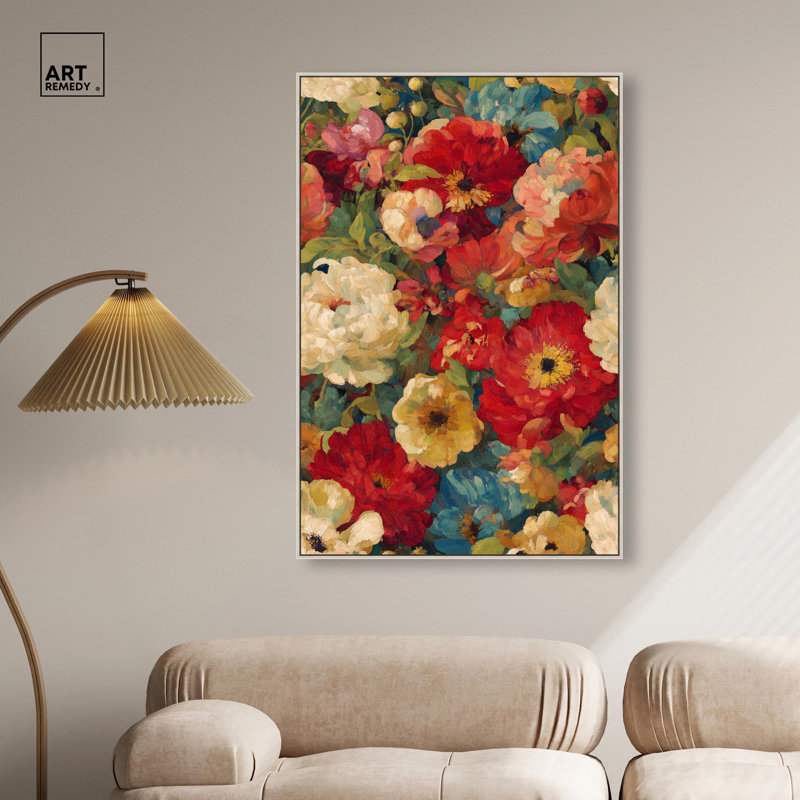Art de paysage floral sur toile Garden Tapestries II par Art Remedy, H 55 po x l 37 po, Cadre flottant, Argent argent