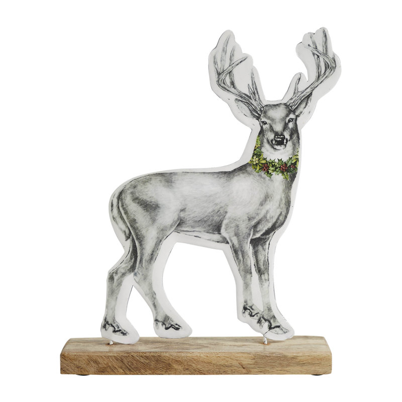 Figurine festive rennes avec couronne 11,5 x 9 x 2,5