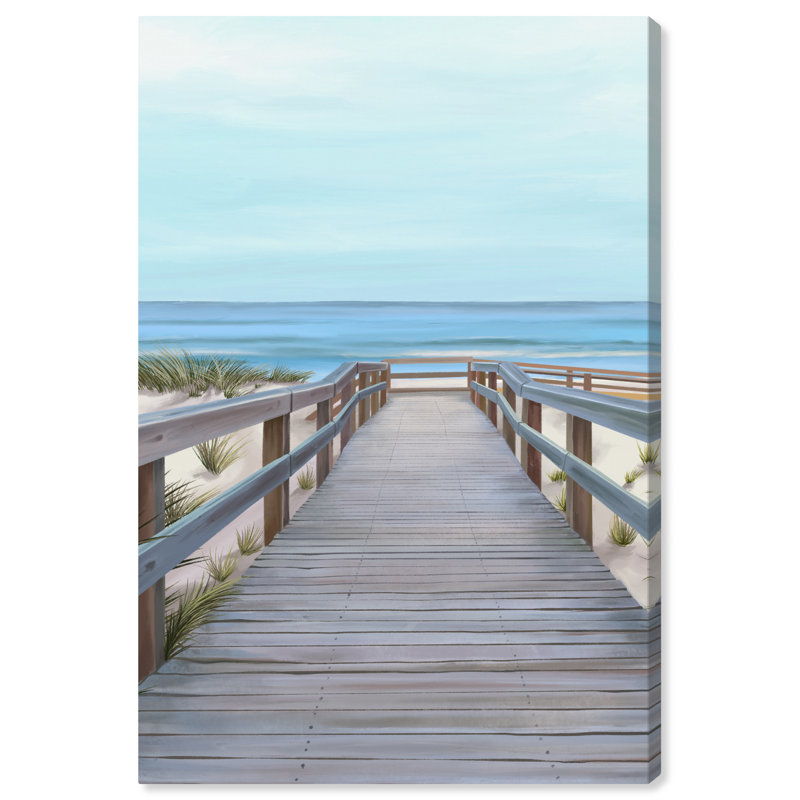 " Nautical And Coastal Beach With A View, Coastal Brown ", 30" H x 20" W , Wrapped Canvas
