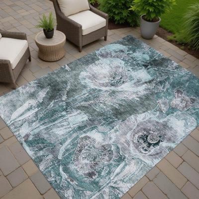 Machine Washable Indoor/Outdoor Chantille ACN2798 Floral Rug