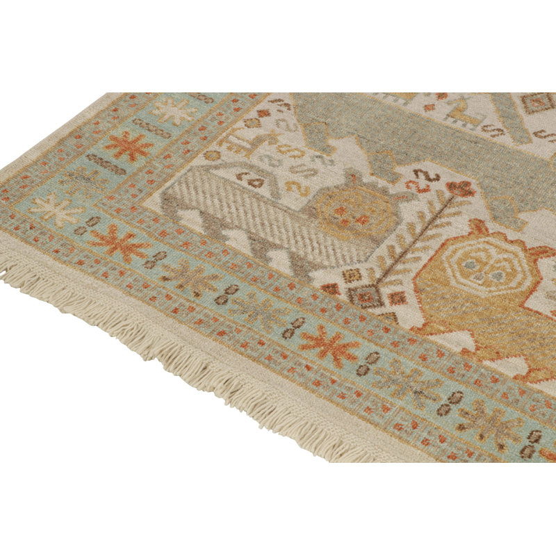 Rug & Kilim’S Tribal Rug In Beige-Brown, Blue And Red Pictorials, Rectangle 6' x 8'