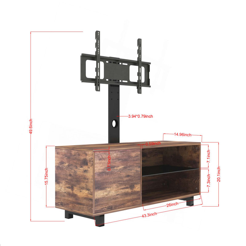 Rustic Brown TV Console With Push-To-Open Storage Cabinet For TV Up To 65In Wood TV Stand For Living Room Bedroom