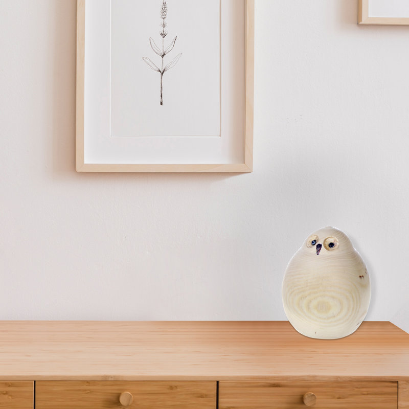 Hibou en bois naturel 3,35 po - ensemble de 2, H 3,94 po x l 3,35 po x P 3,35 po