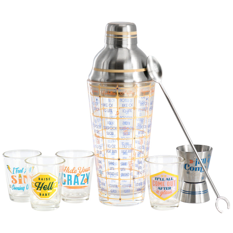 Ensemble de shaker à préparation de verres de 7 pièces avec préparation de boissons et boisson Buzz de Bordertown