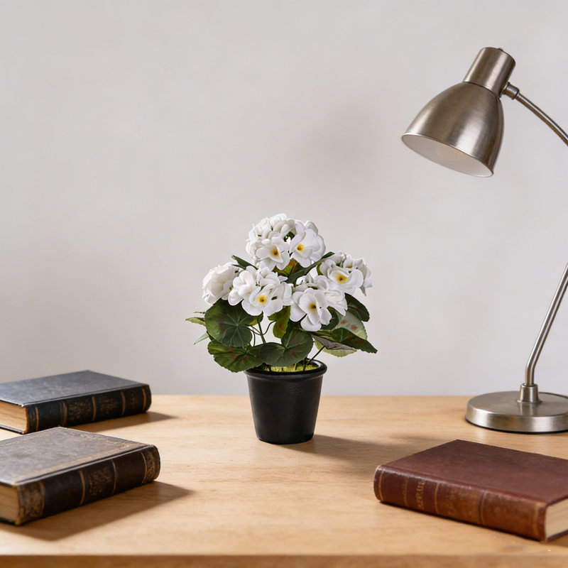 Pot de fleur de bégonia artificiel 1pc, Blanc