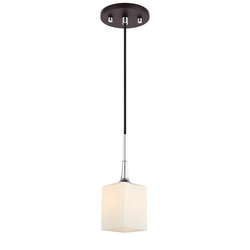 Luminaire suspendu simple à 1 lumière Shults, Halogène, Chrome / Bronze