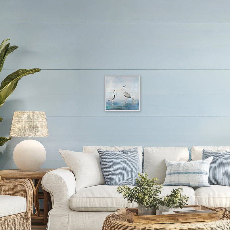 Giclée encadrée de la famille Coastal Heron, design par Lily K., H 12 po x l 12 po