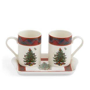 Scandi Mulled Wine Ceramic Christmas 10oz Camping Mug & Coaster