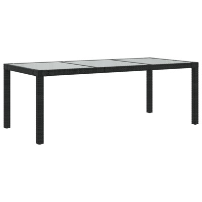 vidaXL Patio Table 74.8" Tempered Glass and Poly Rattan Table Multi Colors