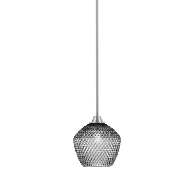 Mini-luminaire suspendu en verre brossé 9 po Mukkesh, Nickel brossé, Noir