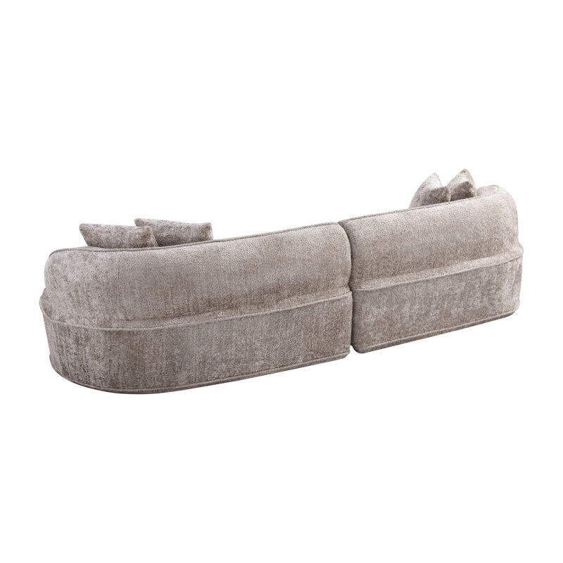 Canapé modulaire moderne surdimensionné courbé, canapé 4 places avec tissu bouclé, éponge et structure à ressorts ensachés, aucun assemblage requis, idéal pour les espaces de réception