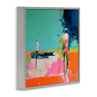 Reproduction giclée sur toile à  cadre gris « Vue sur un terrain de golf » par Irena Orlov