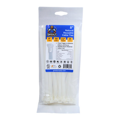 8" 50lb Releasable Cable Tie 25/bag