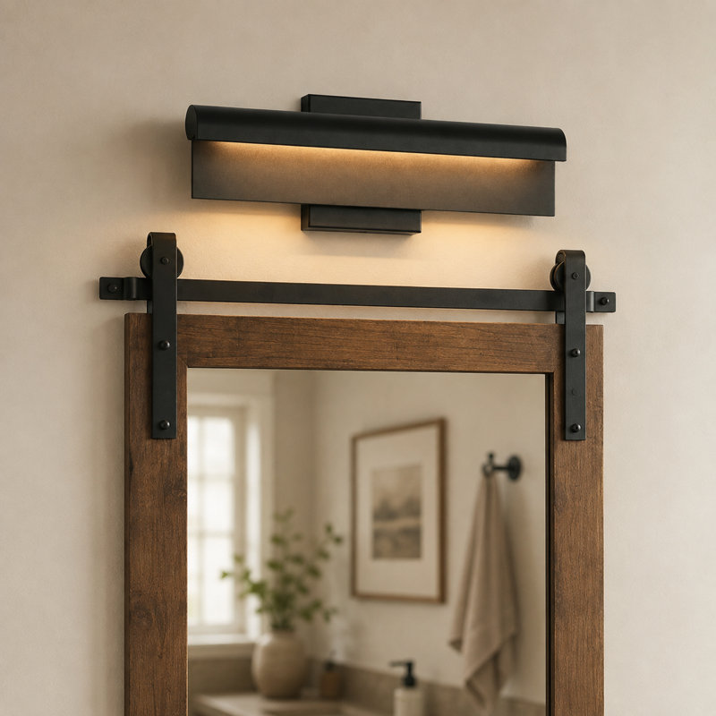 Applique murale moderne et moderne à DEL intégrée au fini noir mat pour miroir de salle de bain et couloir