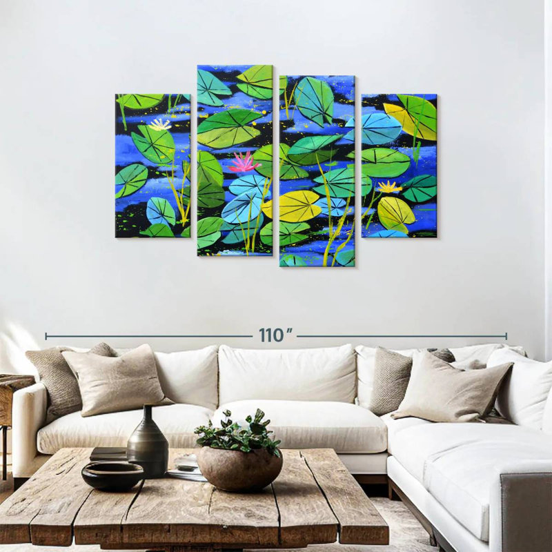 Harnek Pink Waterlilies, 48" H x 75" W