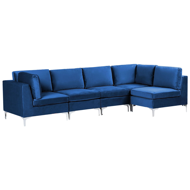 Millings 5 Seater Velvet Corner Sofa , Left Hand Facing, Blue