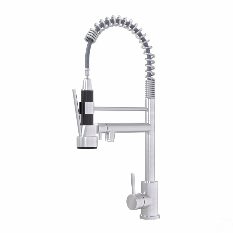 19" Single Handle Kitchen Faucet, Brushed Nickel