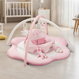 3-In-1 Baby Gym Play Mat, Baby Seats For Infants For Sitting Up, Tummy Time Mat With 5 Detachable Toys, Activity Gym Playmats For Babies Infant 0-6 6-12 Months