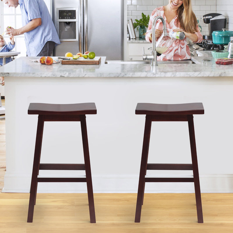 Jovanii Counter Stool with Solid Wood Frame, Brown, Bar Stool (30” Seat Height)