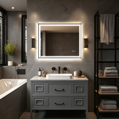 Dimmable 3-Colour LED Bathroom Mirror Anti-Fog Glass