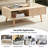 Boho Rectangle Coffee Table with Solid Wood Legs & Sliding Storage Drawer, Modern Living Room or Office Center Table-2106563065