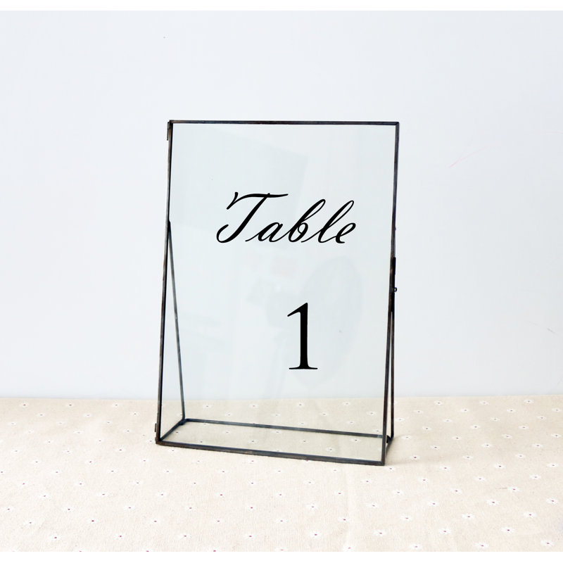 Cadre photo de plateau de table en verre à charnière Rosie, Or / transparent, 5 po x 7 po