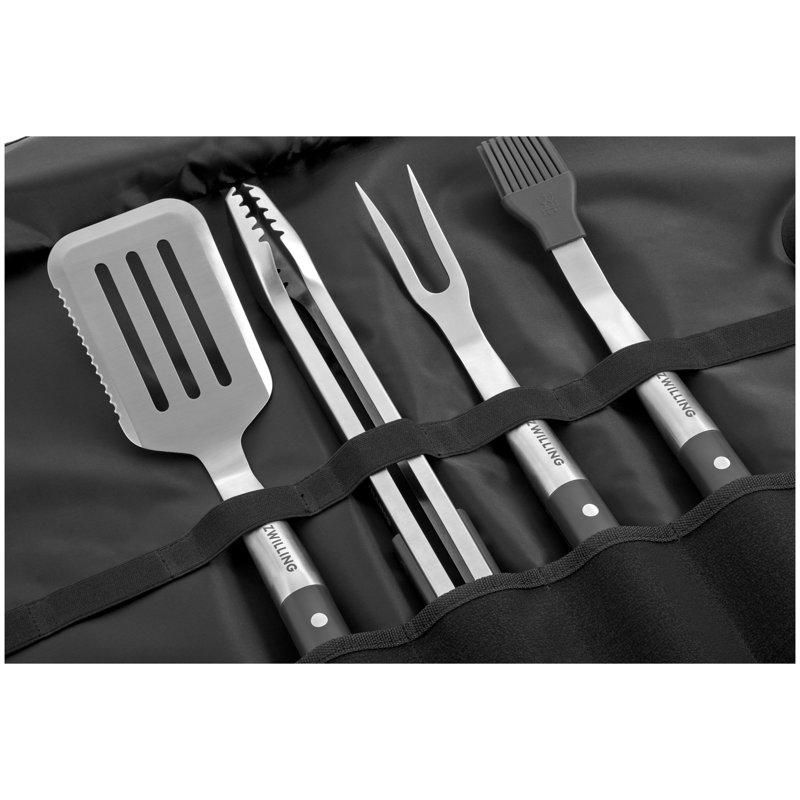 ZWILLING Stainless Steel 5-Piece Grill Tool Set with Black Wrap