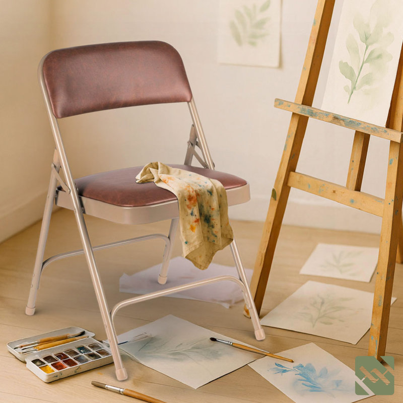 Hampden Furnishings Bernadine Vinyl Office Folding Chair, Brown 
