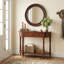 Console Sturdy Retro 36 po à 2 niveaux en bois pour le vestibule derrière le canapé