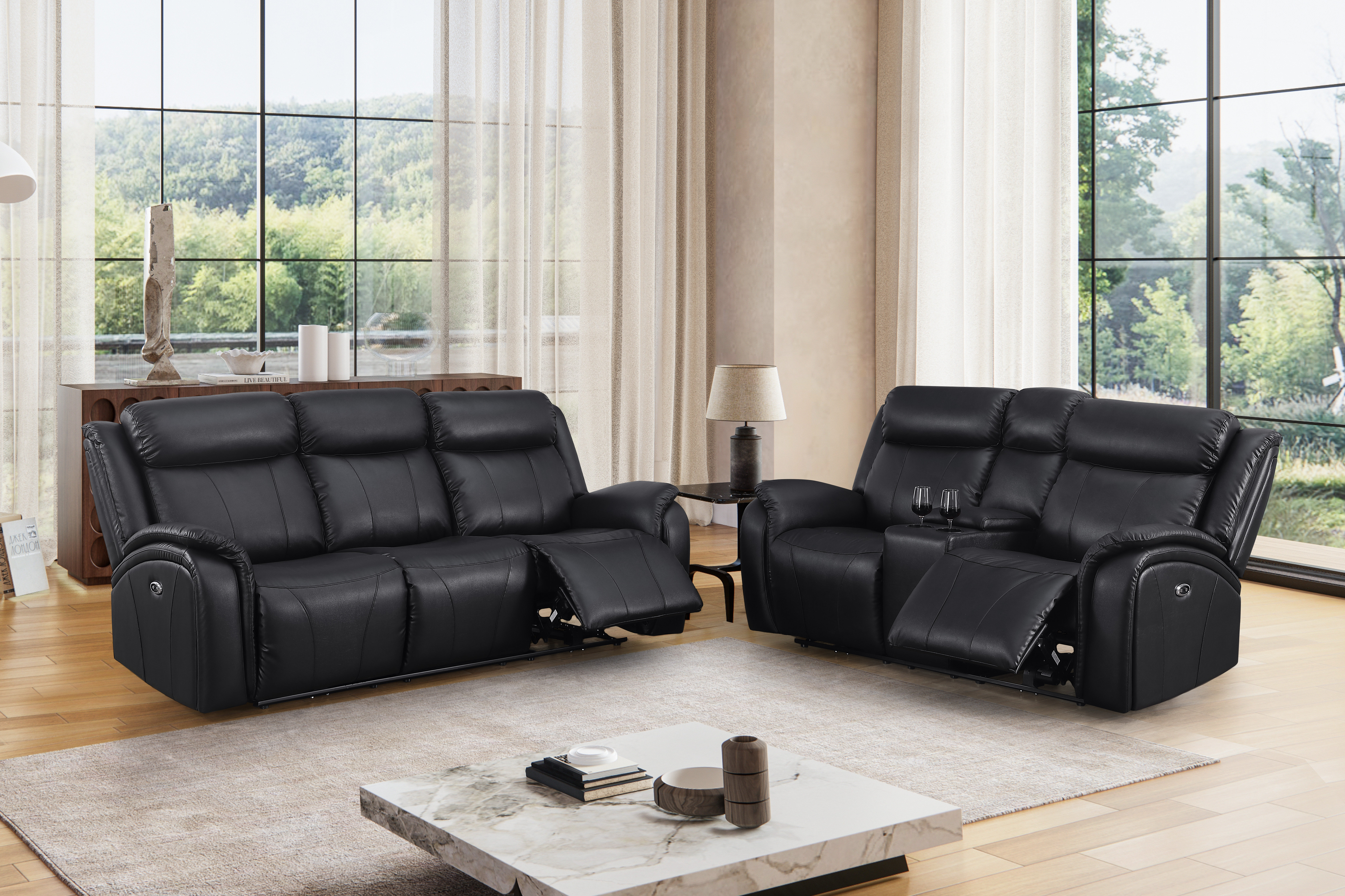 Latitude Run® Adlai-Joziya 2 Piece Faux Leather Reclining Living Room ...