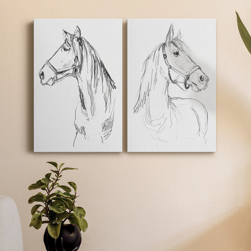 Bridle Portraits I, toile tendue avec châssis de qualité supérieure - prête à être accrochée, H 12 po x l 8 po x P 1 po