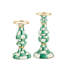 Emerald Check Medium Pillar Candlestick