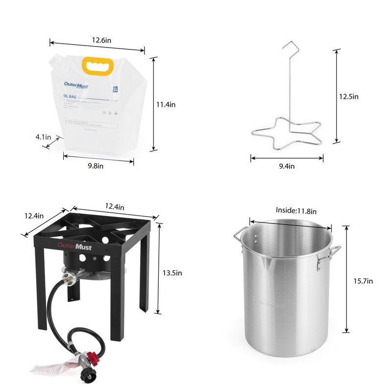 30QT Thanksgiving Turkey Fryer with 3 Multi-Functional Storage Bags, 50000 BTU Aluminum Outdoor Deep Fryer Kit for Backyard, Camping, Tailgating & BBQs
