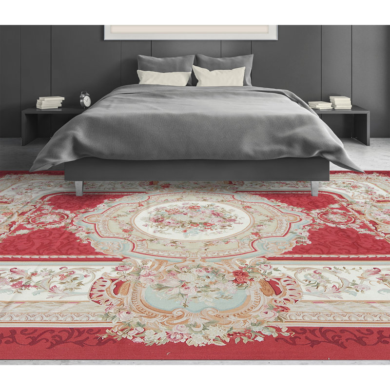 Hand-Knotted High-Quality Red and Beige Area Rug